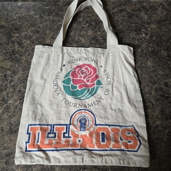 Handbags - Vintage Illinois Rose Bowl Pasadena Tournament of Roses Canvas Tote Bag